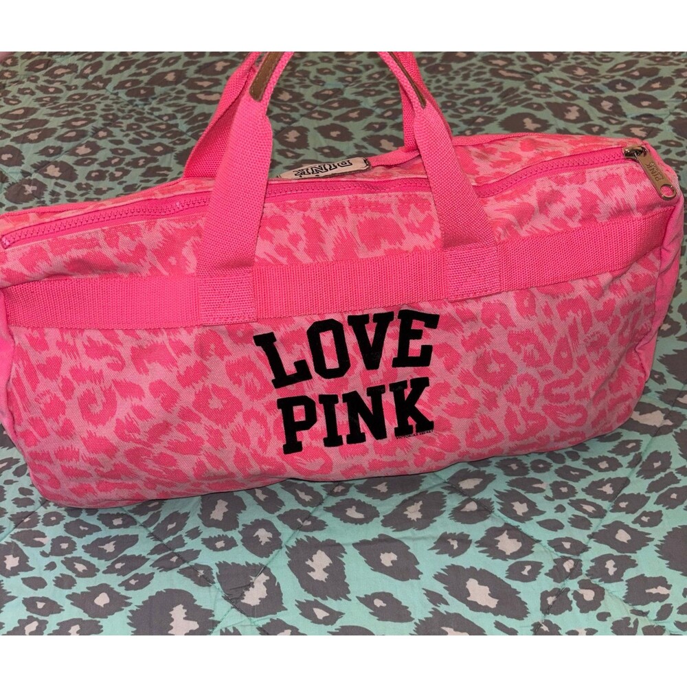 Victorias Secret PINK Leopard Canvas Duffel Bag 2011 Hot Pink Cheetah Weekender